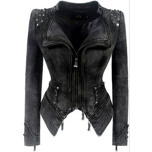 Lookbook Store Studded Dark Denim Jean Jacket